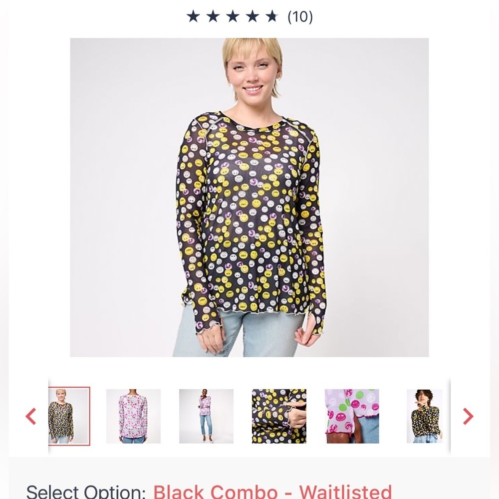 LOGO/Smiley World collaboration Mesh pullover shirt - Picture 6 of 9